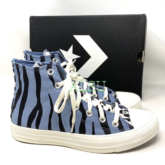 Converse Ctas Canvas High Blue Zebra Women Sneaker - Picture 7 of 8